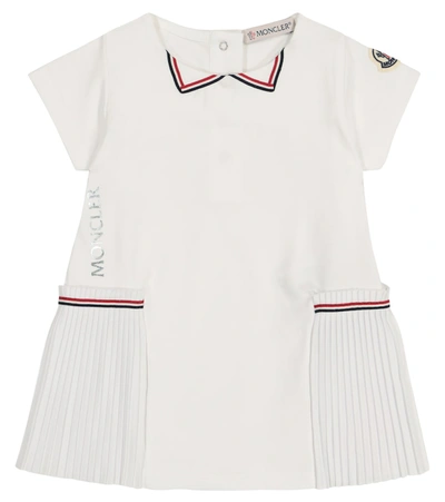Shop Moncler Baby Stretch-cotton Dress In White