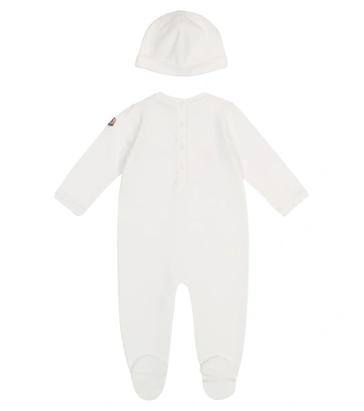 Shop Moncler Baby Cotton Onesie And Beanie In White