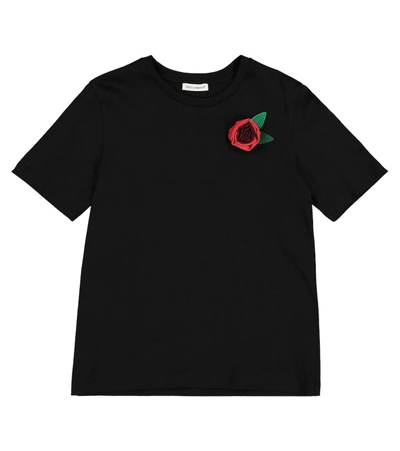 Shop Dolce & Gabbana Embroidered Cotton T-shirt In Black