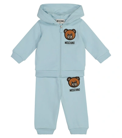 Shop Moschino Baby Stretch-cotton Hoodie And Trackpants In Blue