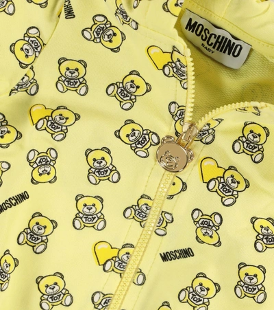 Shop Moschino Baby Printed Stretch-cotton Hoodie And Pants In Yellow