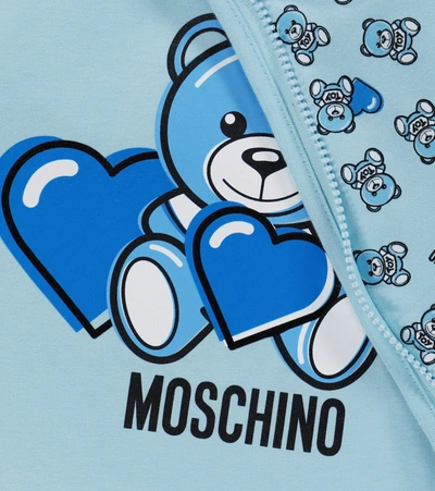 Shop Moschino Baby Stretch-cotton Bunting Bag In Blue