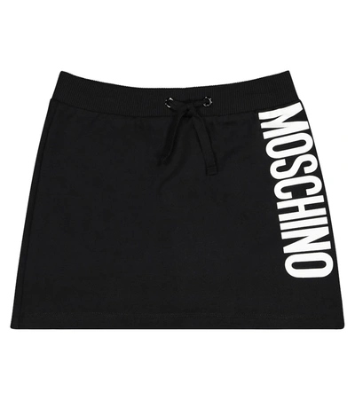 Shop Moschino Logo Stretch-cotton Skirt In Black