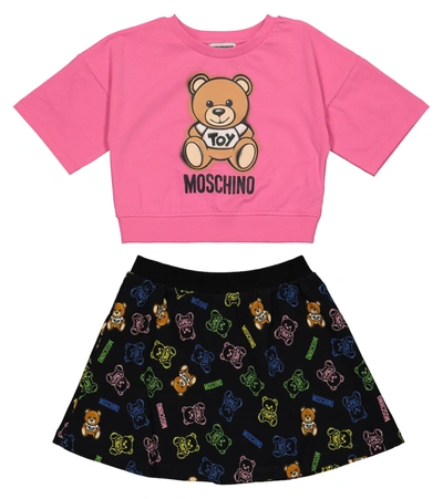 Shop Moschino Printed T-shirt And Skirt Set In Multicoloured