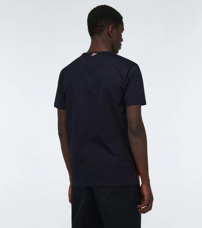 Shop Thom Browne Short-sleeved Cotton T-shirt In Blue