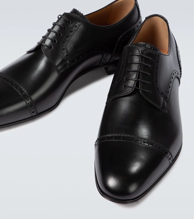 Shop Christian Louboutin Eygeny Flat Leather Derby Shoes In Black