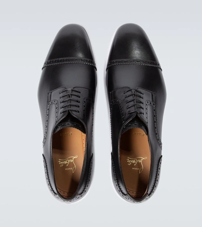 Shop Christian Louboutin Eygeny Flat Leather Derby Shoes In Black
