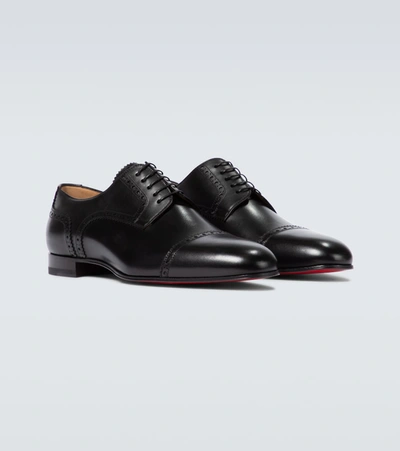 Shop Christian Louboutin Eygeny Flat Leather Derby Shoes In Black