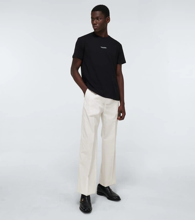 Shop Valentino Wide-leg Cotton Pants In White