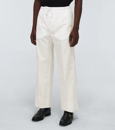 Shop Valentino Wide-leg Cotton Pants In White