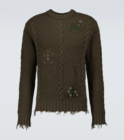 Shop Alanui Stitch-mas Wool Sweater In Green