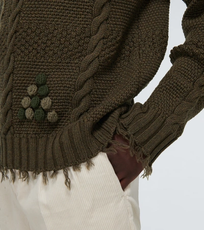 Shop Alanui Stitch-mas Wool Sweater In Green