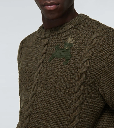 Shop Alanui Stitch-mas Wool Sweater In Green