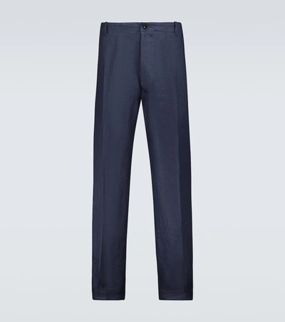 Shop Maison Margiela Linen Pants In Blue