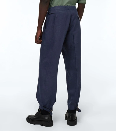 Shop Maison Margiela Linen Pants In Blue