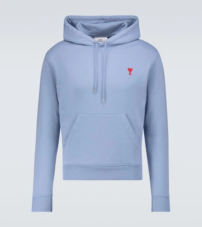 Shop Ami Alexandre Mattiussi Ami De Coeur Hooded Sweatshirt In Blue