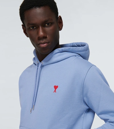 Shop Ami Alexandre Mattiussi Ami De Coeur Hooded Sweatshirt In Blue