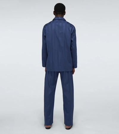 Shop Derek Rose Lingfield Cotton Pajama Set In Blue