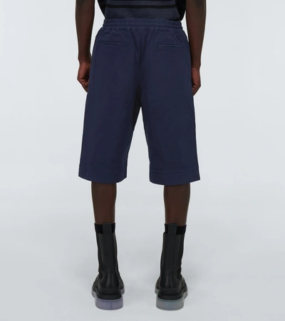 Shop Jil Sander Cotton Wide-leg Bermuda Shorts In Blue