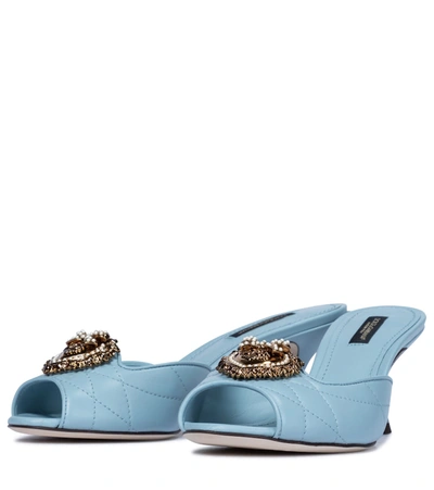 Shop Dolce & Gabbana Devotion Leather Sandals In Blue