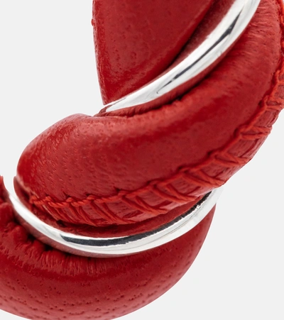 Shop Bottega Veneta Leather And Sterling Silver Earrings In Red