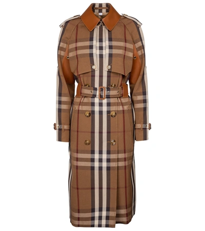 Shop Burberry Rainham Checked Trench Coat In Brown