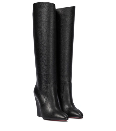 Shop Christian Louboutin Civiliza 100 Knee-high Leather Boots In Black