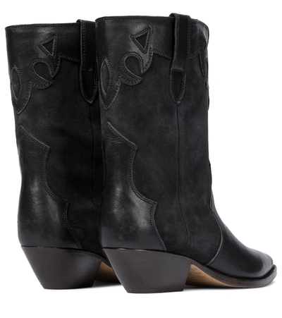 Shop Isabel Marant Duoni Suede And Leather Cowboy Boots In Black