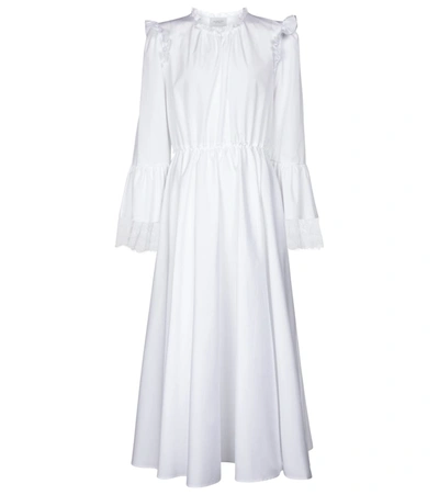 Shop Giambattista Valli Lace-trimmed Cotton Midi Dress In White