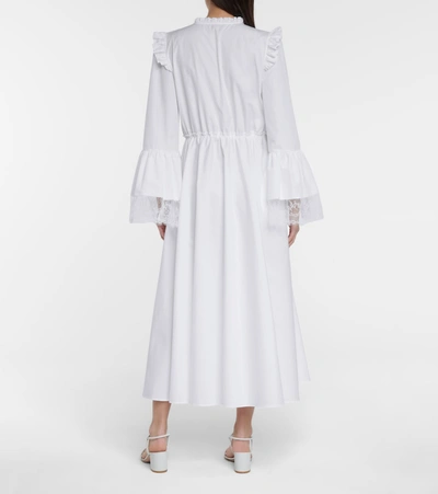 Shop Giambattista Valli Lace-trimmed Cotton Midi Dress In White