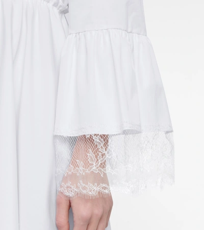 Shop Giambattista Valli Lace-trimmed Cotton Midi Dress In White