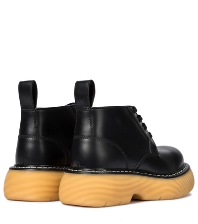 Shop Bottega Veneta Bounce Leather Ankle Boots In Black Nat. Rubber