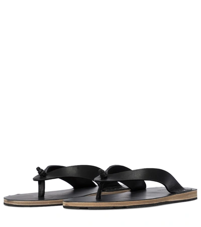 Shop Jil Sander Leather Thong Sandals In Black