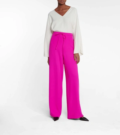 Shop Valentino Wide-leg Silk Cady Pants In Pink
