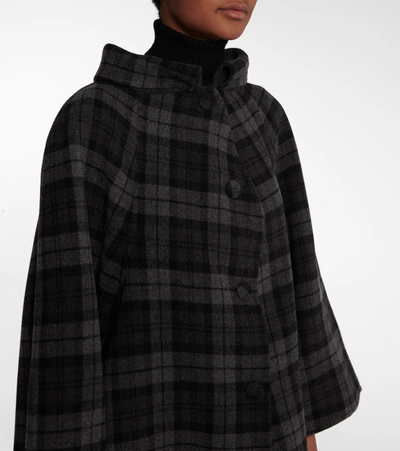 Shop Balenciaga Wool-blend Checked Coat In Black