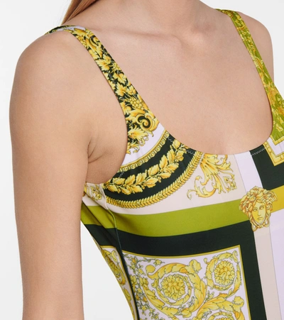 Shop Versace Barocco Swimsuit In Gold