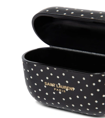 Shop Saint Laurent Polka-dot Leather Airpods Pro Case In Black