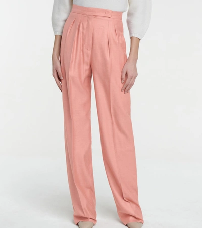 Shop Max Mara Josef Camel Hair And Silk Pants In Pink