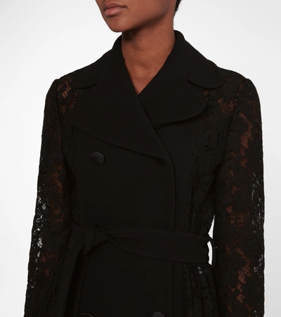 Shop Dolce & Gabbana Crêpe And Lace Coat In Black
