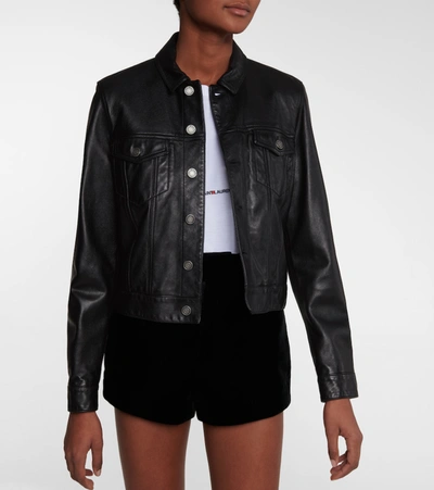 Shop Saint Laurent Leather Jacket In Black