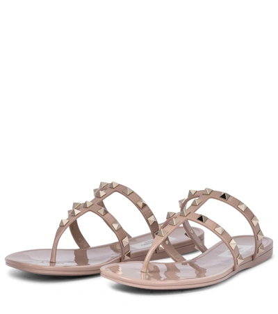 Valentino Garavani Woman Thong Sandal Light Brown Size 7 Rubber In Beige