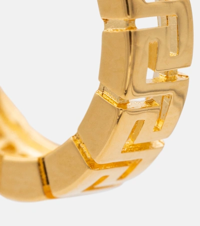 Shop Versace Greca Hoop Earrings In Gold