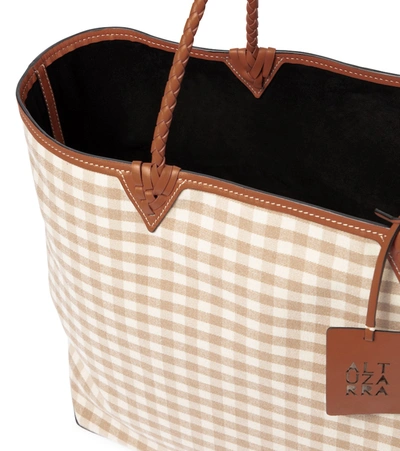 Shop Altuzarra Espadrille Large Reversible Gingham Tote In Beige