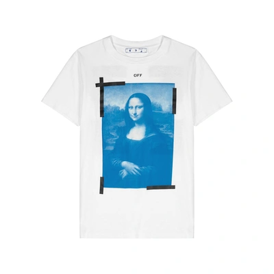 Shop Off-white Mona Lisa Printed Cotton T-shirt In White And Black