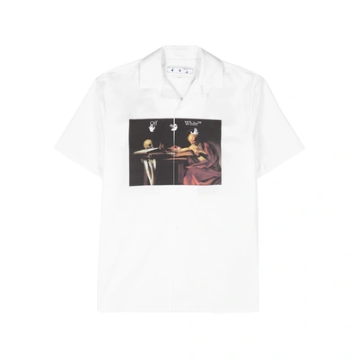 Shop Off-white Caravaggio Printed Poplin Shirt In White And Red