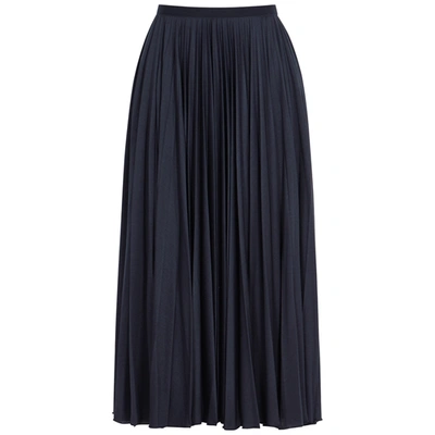 Shop Max Mara Leisure Colibri Navy Pleated Jersey Midi Skirt