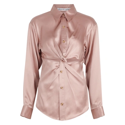 Shop Alexander Wang T Dusky Pink Cut-out Silk Shirt In Light Pink