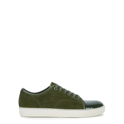 Shop Lanvin Dbb1 Army Green Suede Sneakers In Khaki