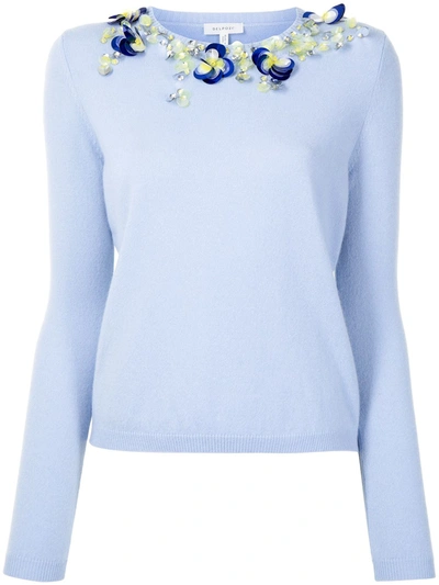 Shop Delpozo Sequin Embellished Cashmere Jumper In Blue
