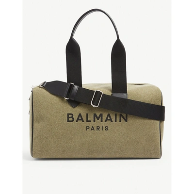 Shop Balmain B-army Canvas Duffle Bag